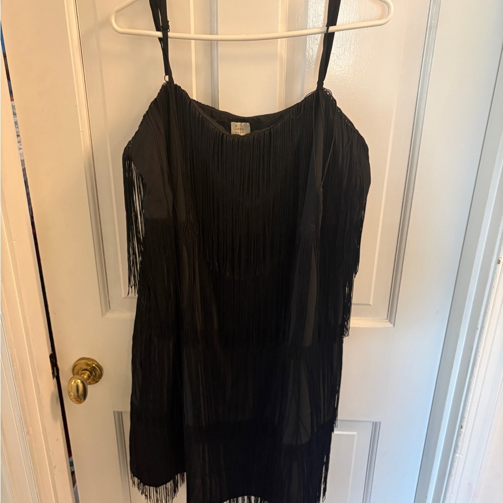 a new day Black Fringe Cami Dress with Spaghetti Straps
